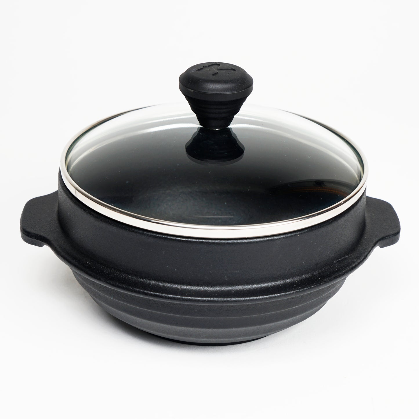 MOOSSE Premium Enameled Cast Iron Ttukbaegi with Glass Lid, NO Trivet (6.3” (16cm))