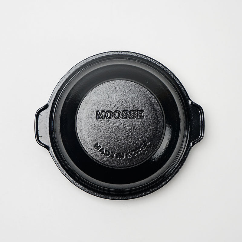 MOOSSE Premium Enameled Cast Iron Ttukbaegi with Glass Lid, NO Trivet (6.3” (16cm))