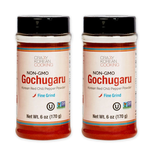2 Pack, Fine Grind Gochugaru Non GMO Kosher  Korean Red Pepper Powder (for sauce making), 6 OZ