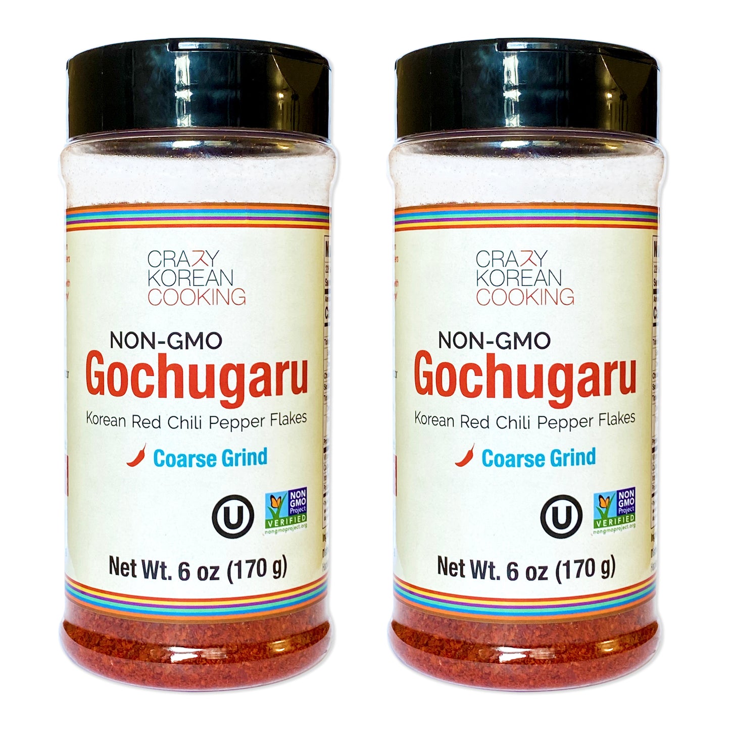 2 Pack, Coarse Grind Gochugaru Non GMO Kosher Korean Red Pepper Flakes (for Kimchi), 6 OZ x 2