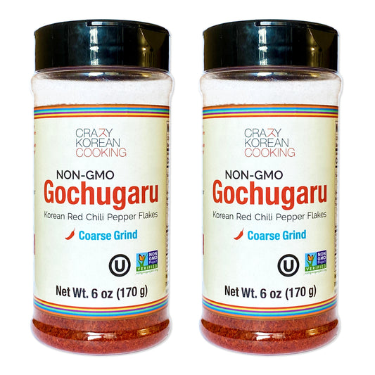 2 Pack, Coarse Grind Gochugaru Non GMO Kosher Korean Red Pepper Flakes (for Kimchi), 6 OZ x 2
