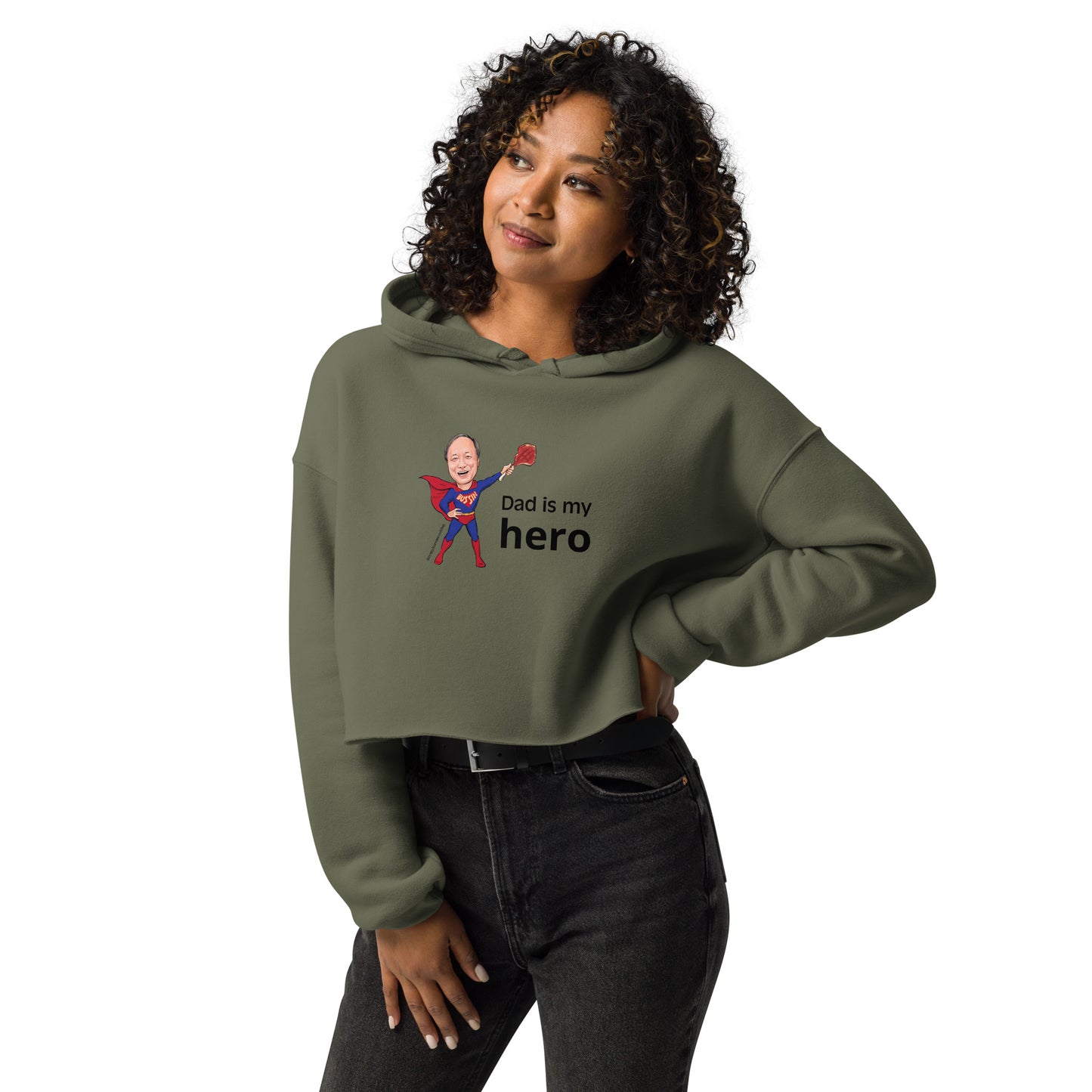 Women's Crop Hoodie, Dad is my hero