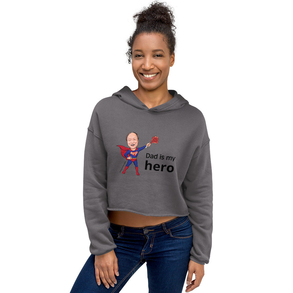 Women's Crop Hoodie, Dad is my hero