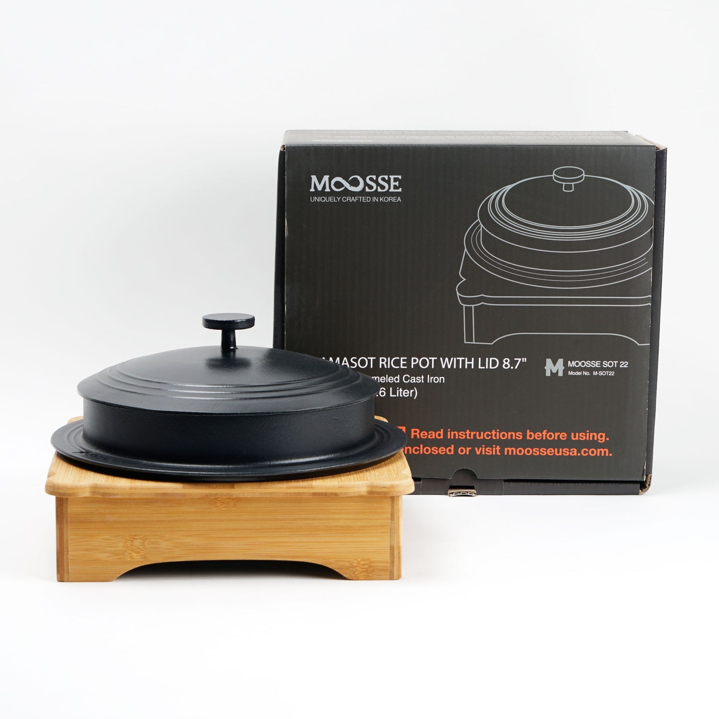 MOOSSE Gamasot Premium Rice Pot, Korean Dutch Oven, Enameled Cast Iron Pot with Lid 8.7” (22cm)