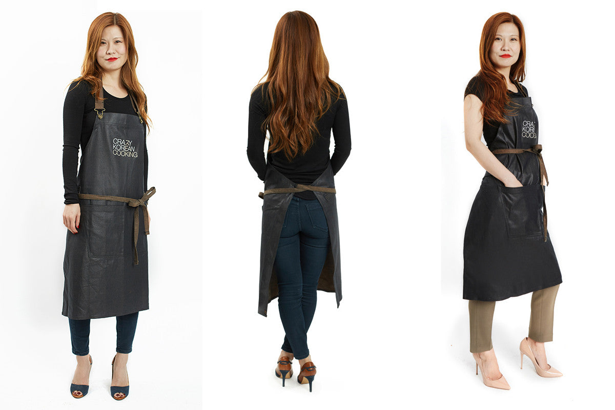 Apron, Crazy Korean Cooking, 100% Cotton Denim