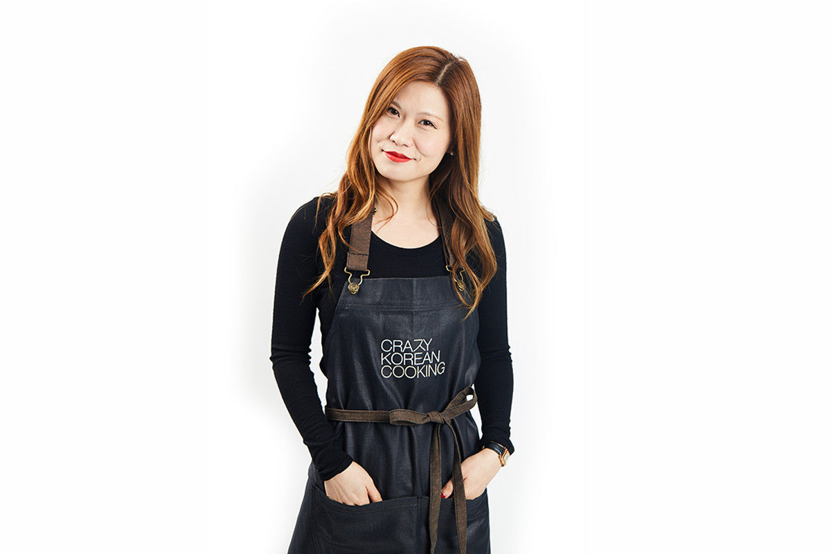 Apron, Crazy Korean Cooking, 100% Cotton Denim
