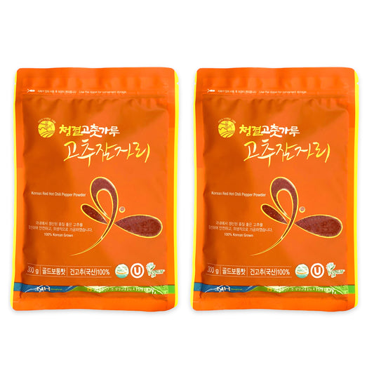 2 Pack Red Dragonfly Gold Korean Grown Non-GMO Kosher Gochugaru, Korean Red Hot Chili Pepper Flakes (10.6 OZ (300g)) x 2