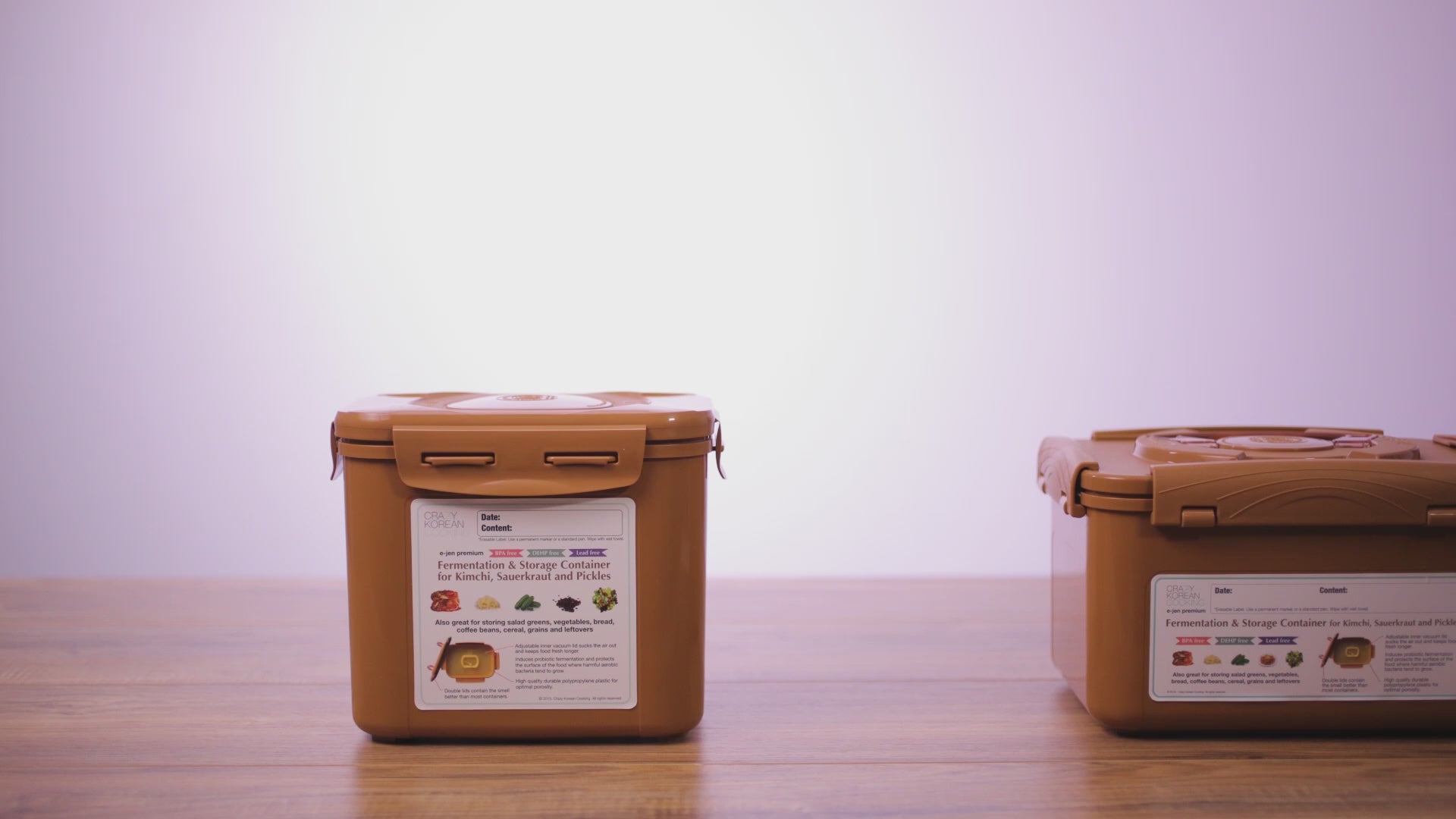 こむぎ Kimchi Fermentation & Storage Container, 0.9 Gal (3.4L), Sandy