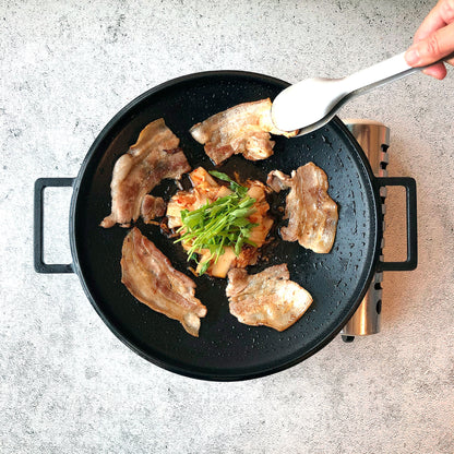 MOOSSE Korean BBQ Grill Pan, Premium Enameled Cast Iron Grill, 13”