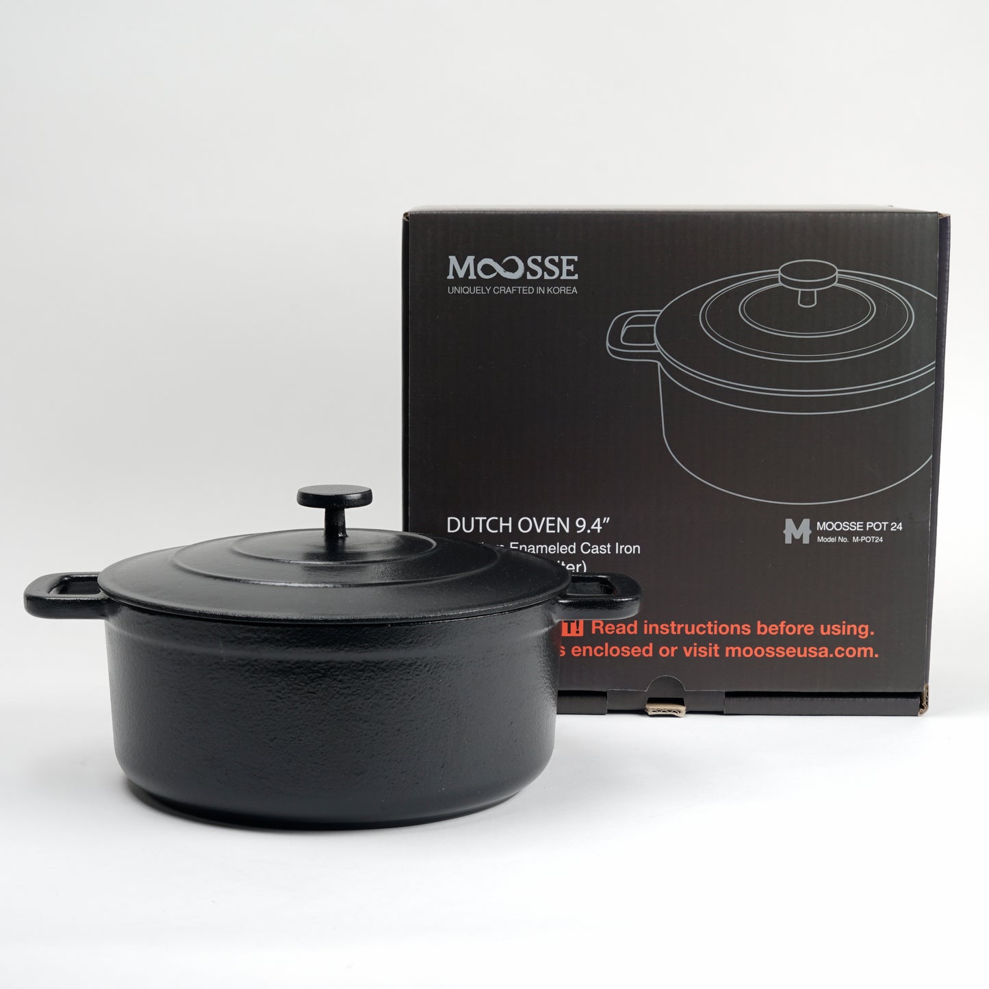 MOOSSE Premium Korean Dutch Oven, Enameled Cast iron Pot, 4.2 Quarts (4L), 9.4” (24 cm)
